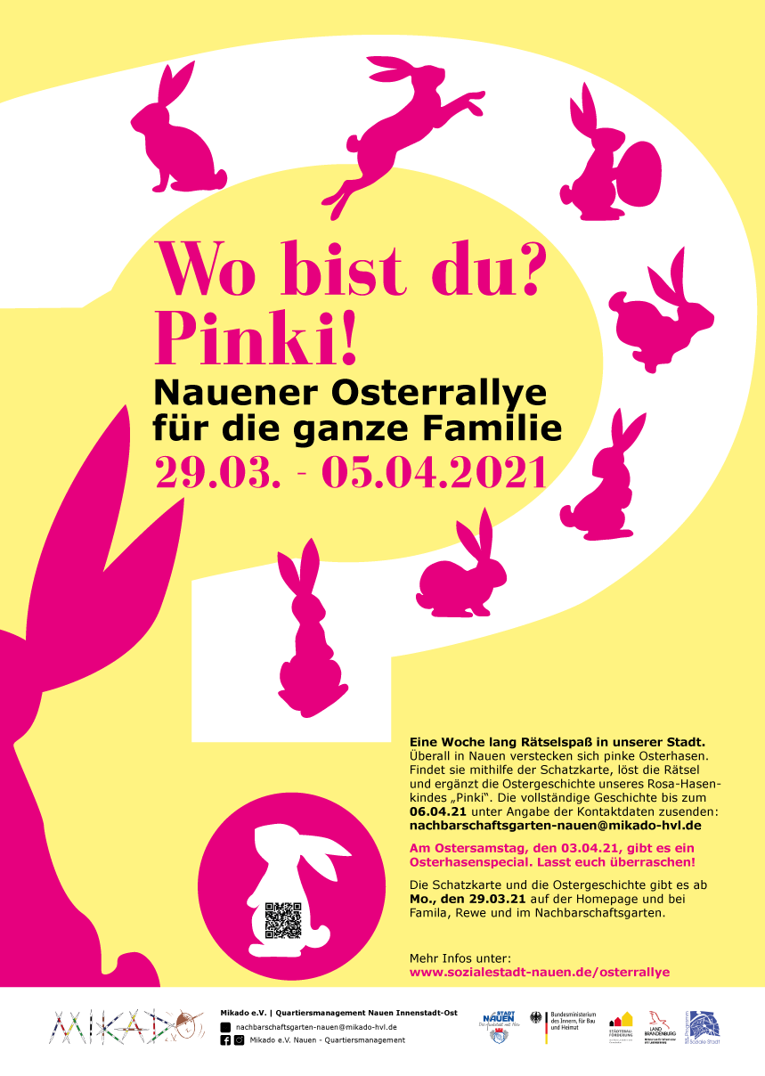 Wo bist du Pinker Hase? Nauener Osterrallye vom 29.03. – 05.04.2021