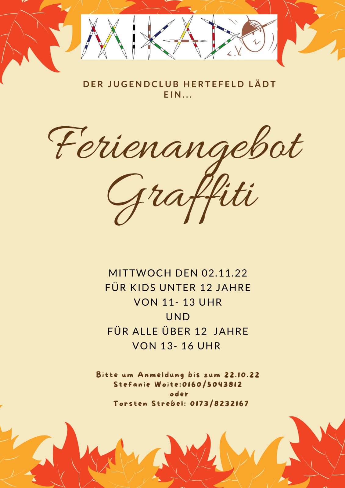 Jugendclub Hertefeld Ferienangebot Graffiti