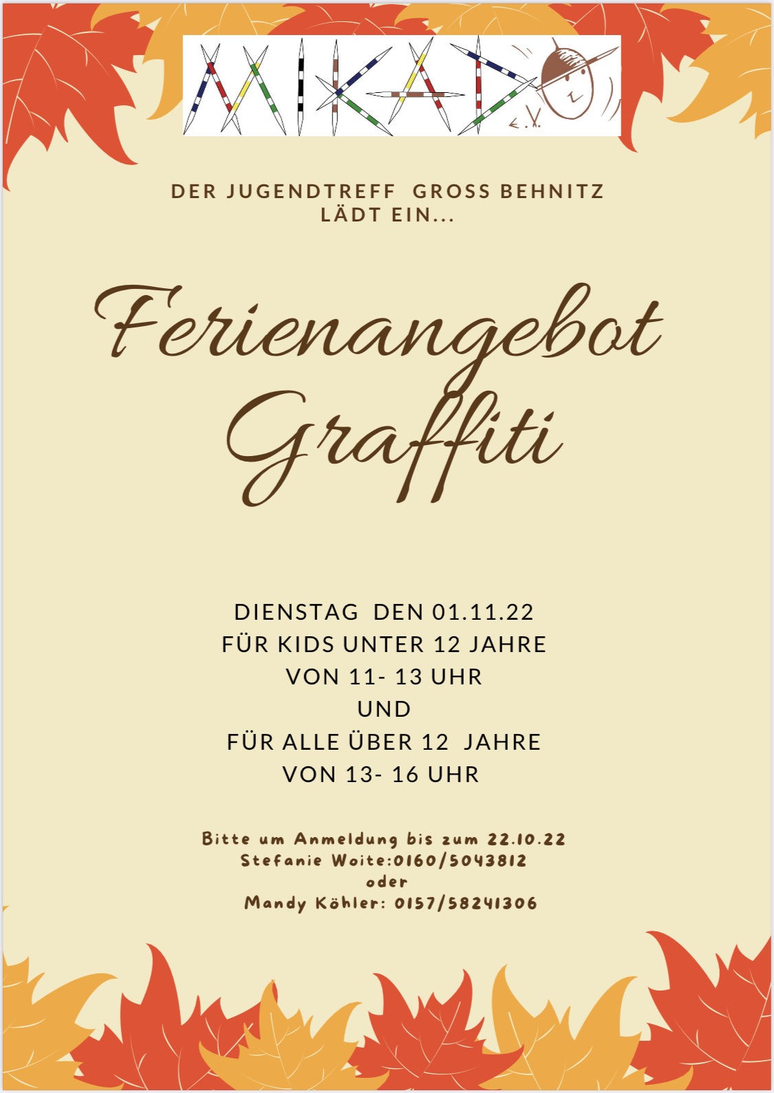 Jugendtreff Groß Behnitz Ferienangebot Graffiti