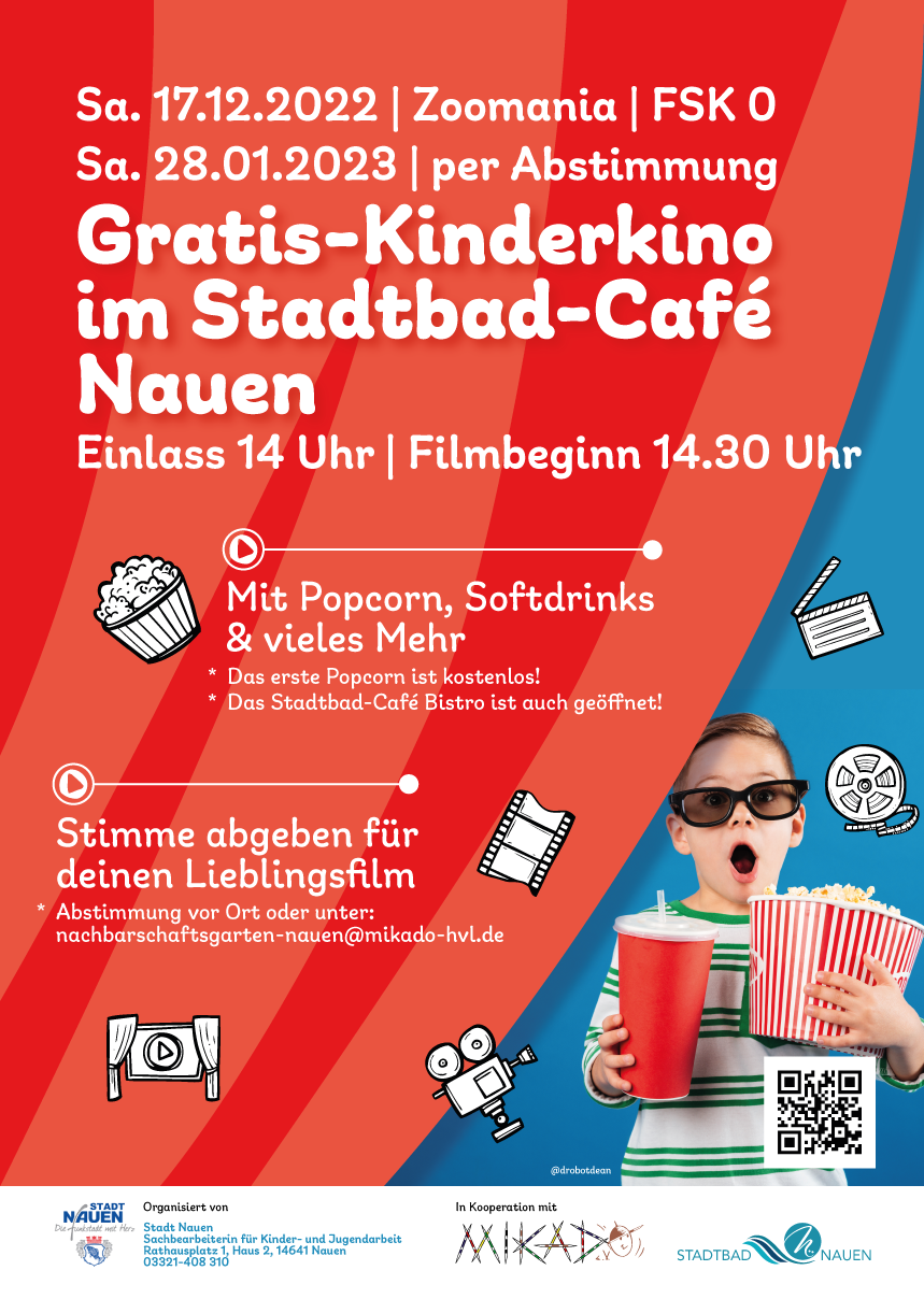Gratis-Kinderkino im Stadtbad-Café am Sa.17.12.22 ab 14 Uhr