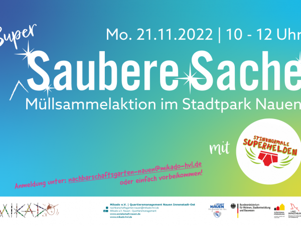 „Super Saubere Sache“ – Müllaktion im Stadtpark Nauen am Mo.21.11.22