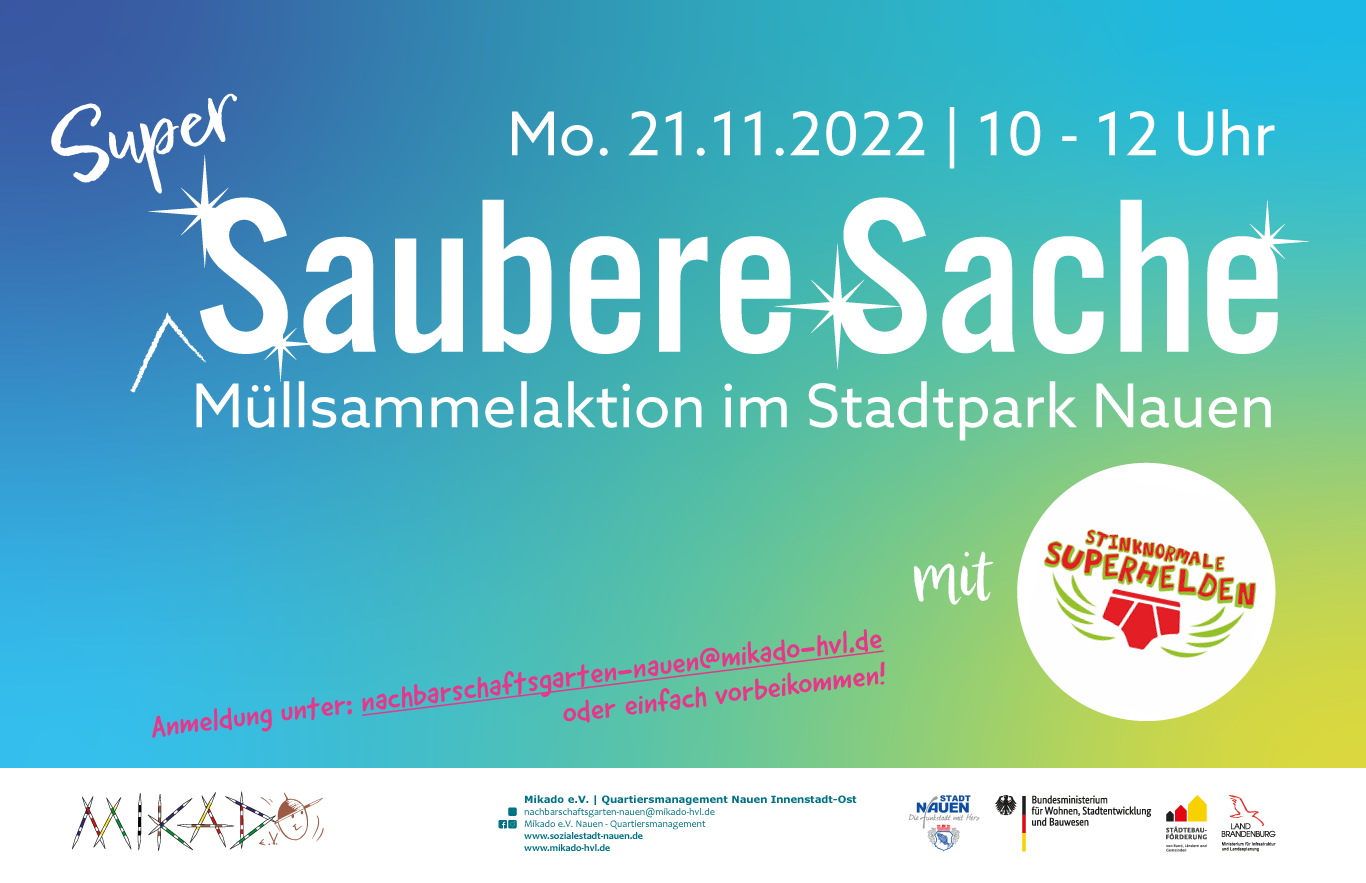 „Super Saubere Sache“ – Müllaktion im Stadtpark Nauen am Mo.21.11.22