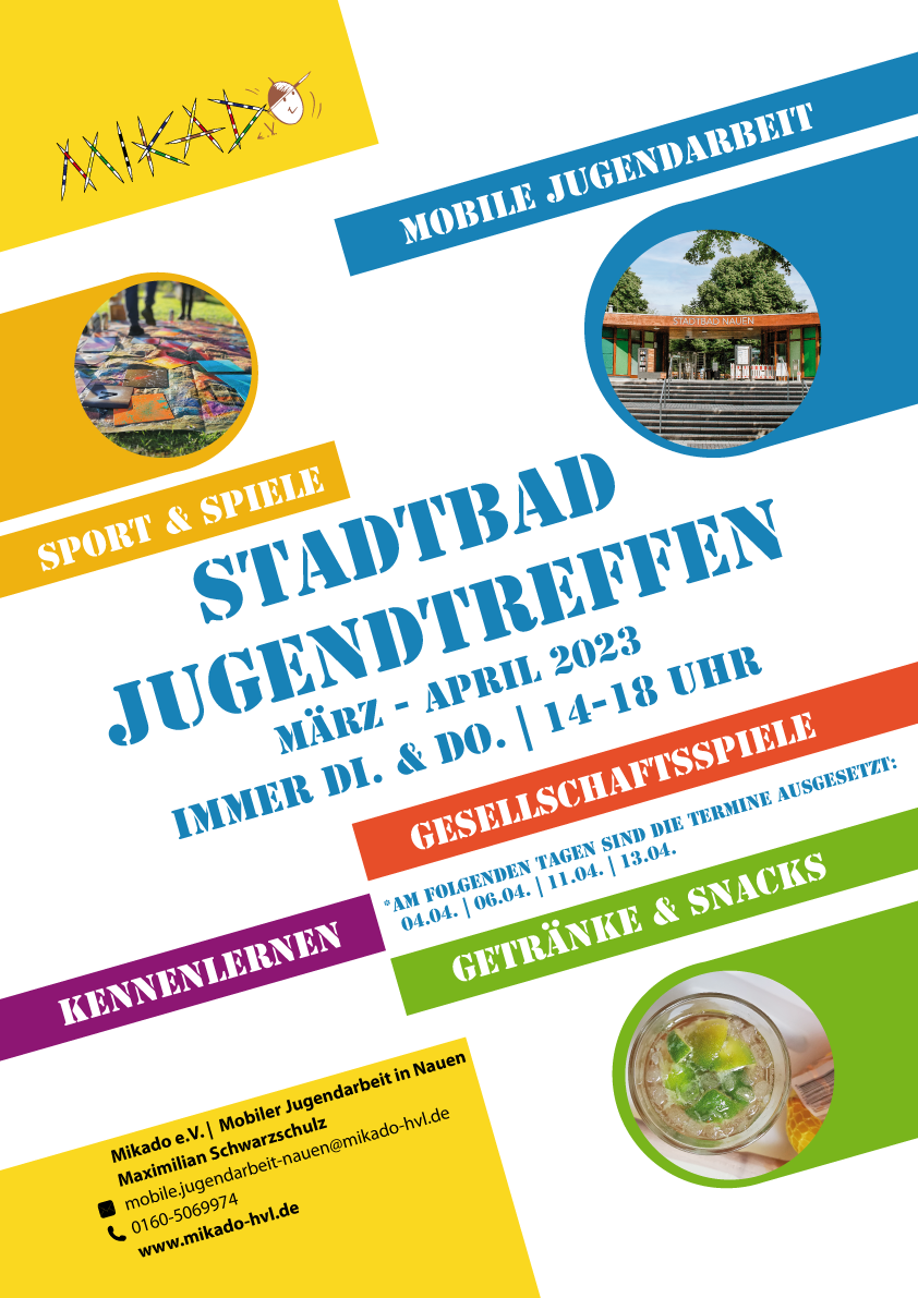 Neue Termine zum Jugendtreff im Stadtbad Nauen März-April 2023