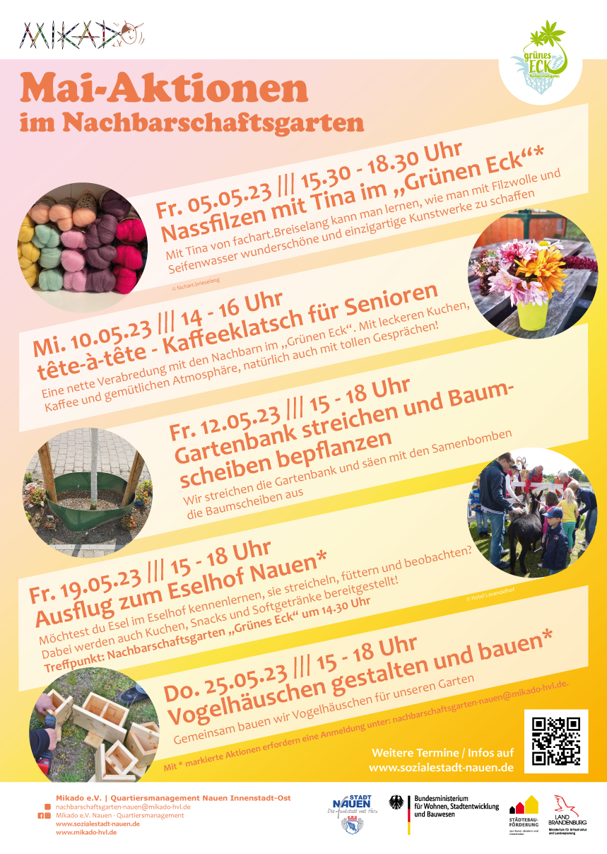 Mai-Aktionen im Nachbarschaftsgarten „Grünen Eck“