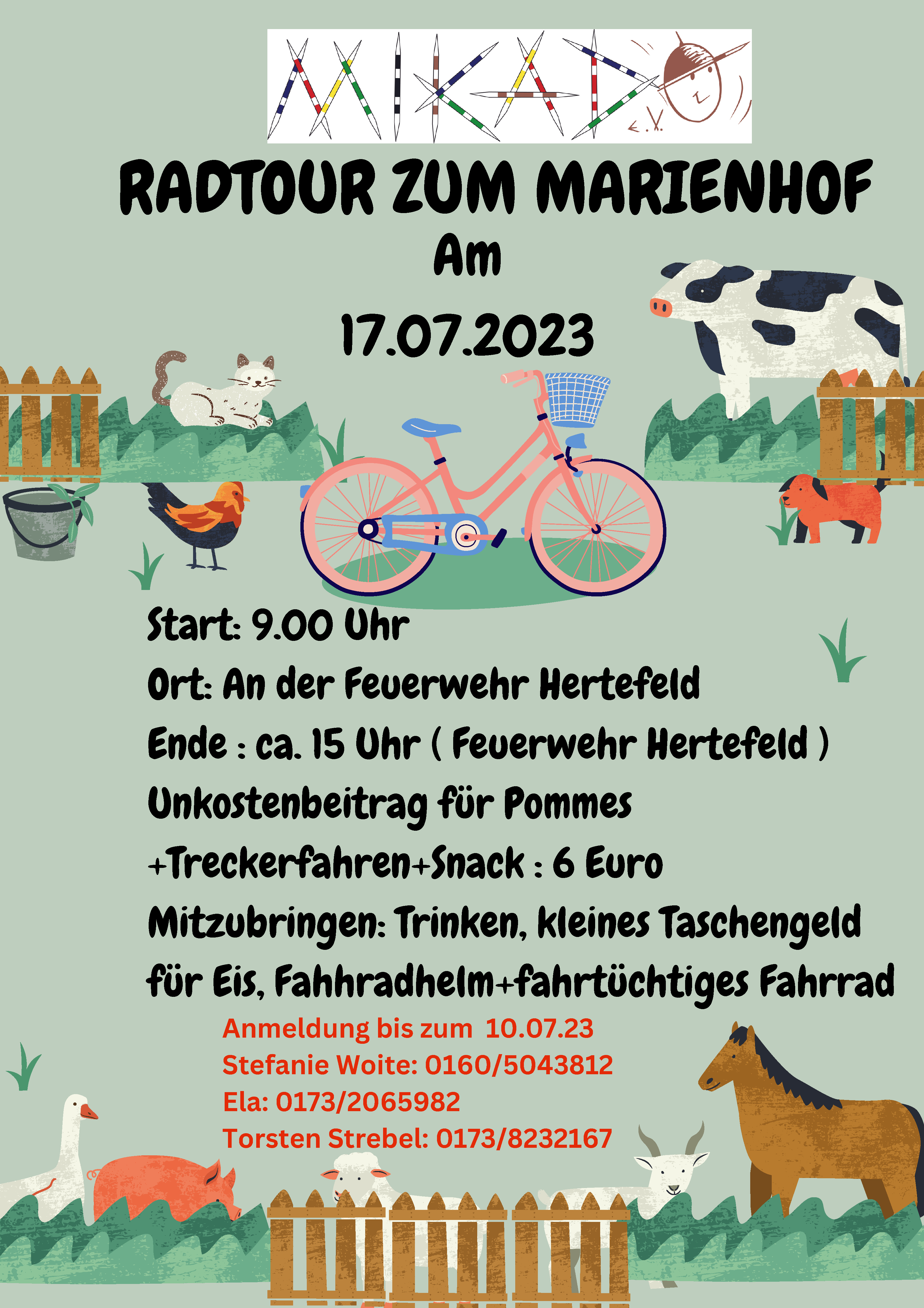 Radtour zum Marienhof am 17.07.2023