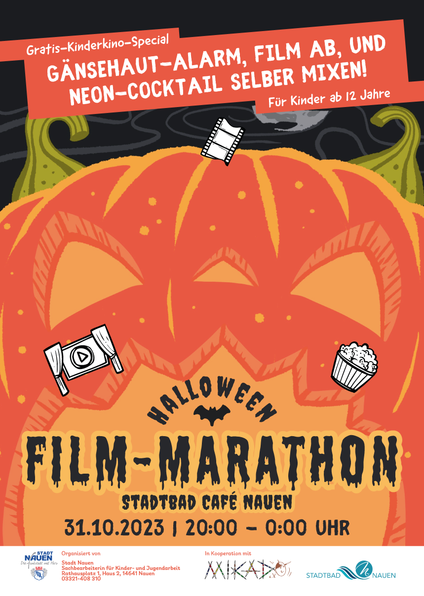Halloween-Film-Marathon im Stadtbad Nauen am 31.10.2023 von 20 bis 00 Uhr
