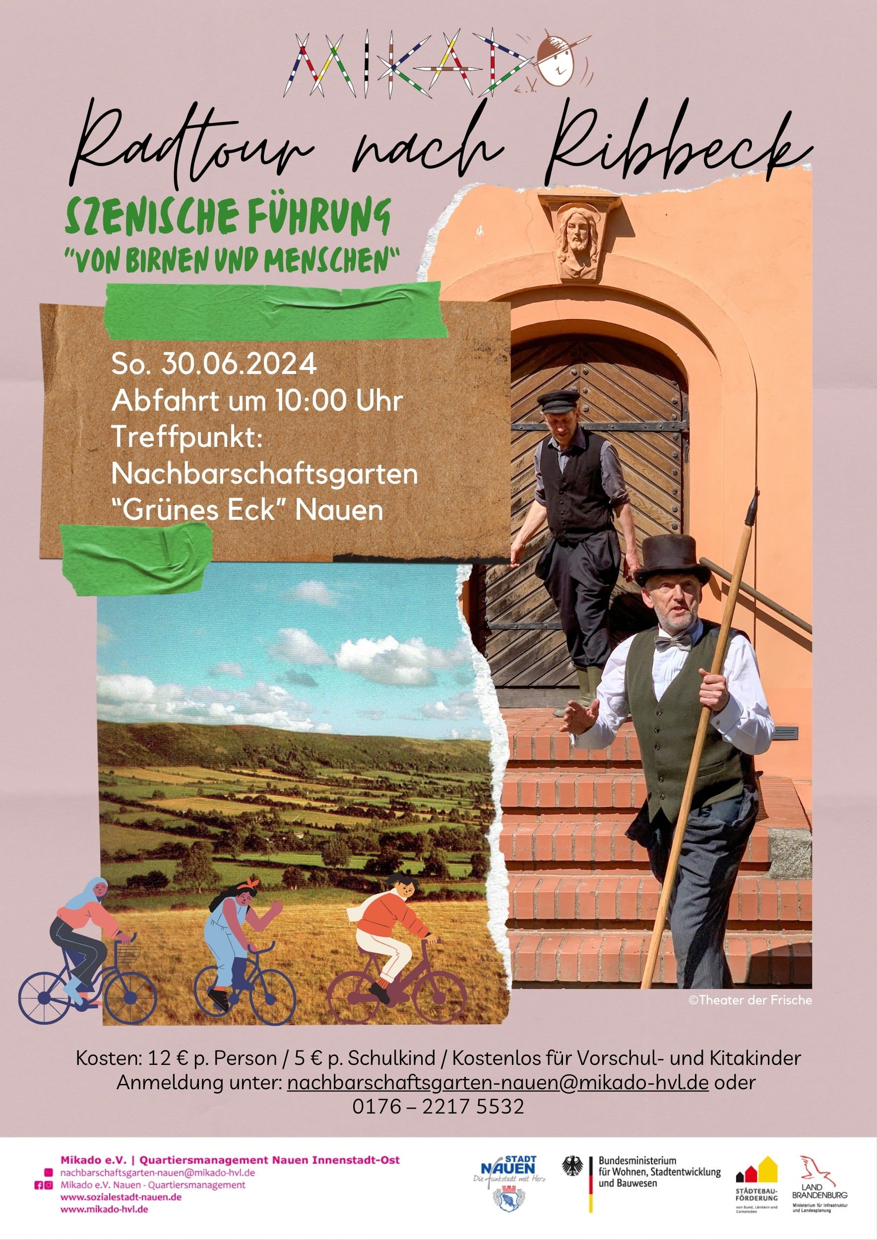 Radtour nach Ribbeck zur szenischen Führung “Von Birnen und Menschen” am 30.06.24 ab 10 Uhr