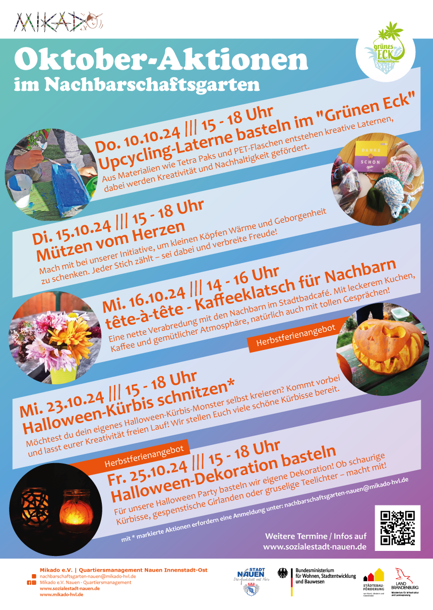 Oktober-Aktionen im Nachbarschaftsgarten „Grünen Eck“