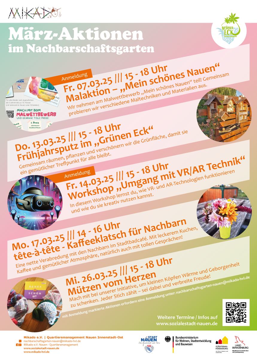März-Aktionen im Nachbarschaftsgarten „Grünen Eck“