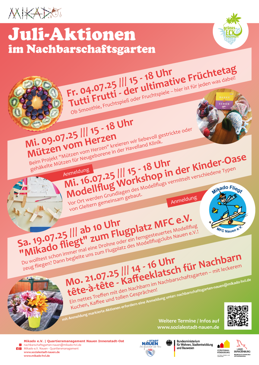 Juli-Aktionen im Nachbarschaftsgarten „Grünen Eck“