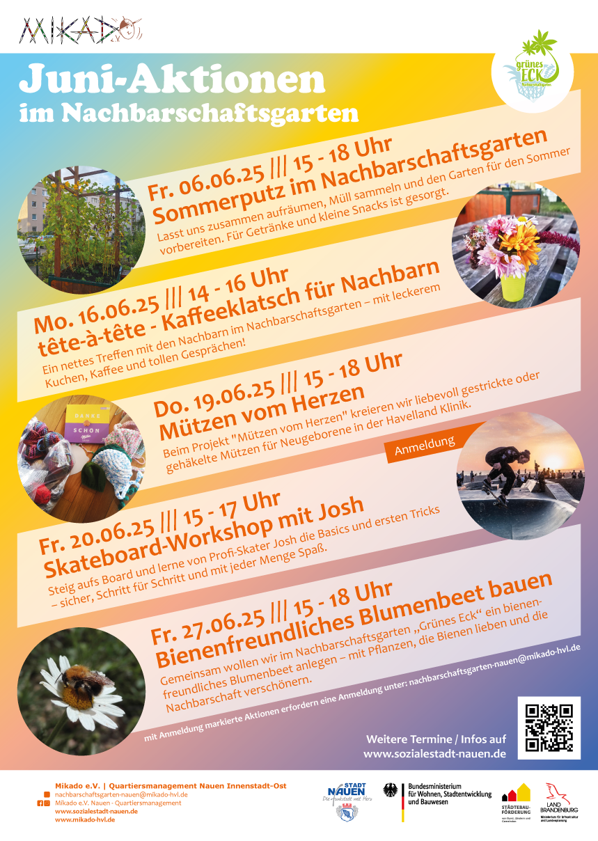 Juni-Aktionen im Nachbarschaftsgarten „Grünen Eck“