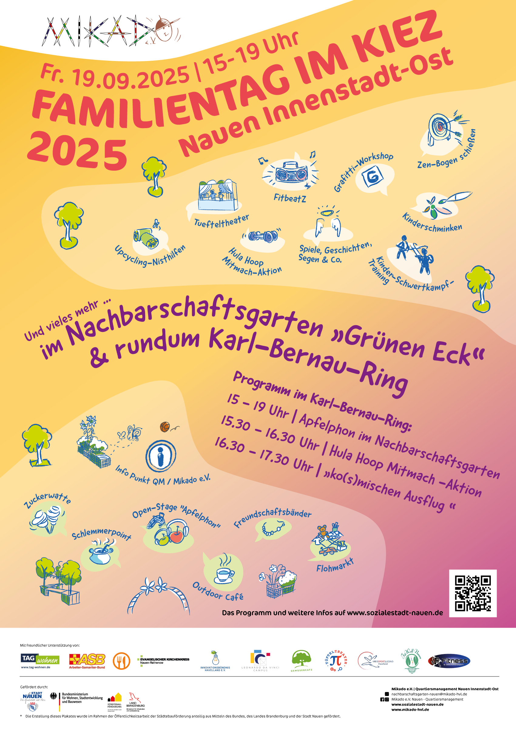 „Familientag im Kiez“ am 19.09.25 von 15 bis 19 Uhr rund um den Karl-Bernau-Ring und im Nachbarschaftsgarten Nauen