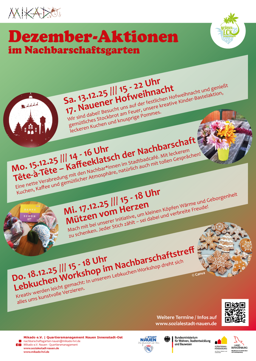 Dezember-Aktionen im Nachbarschaftsgarten „Grünen Eck“