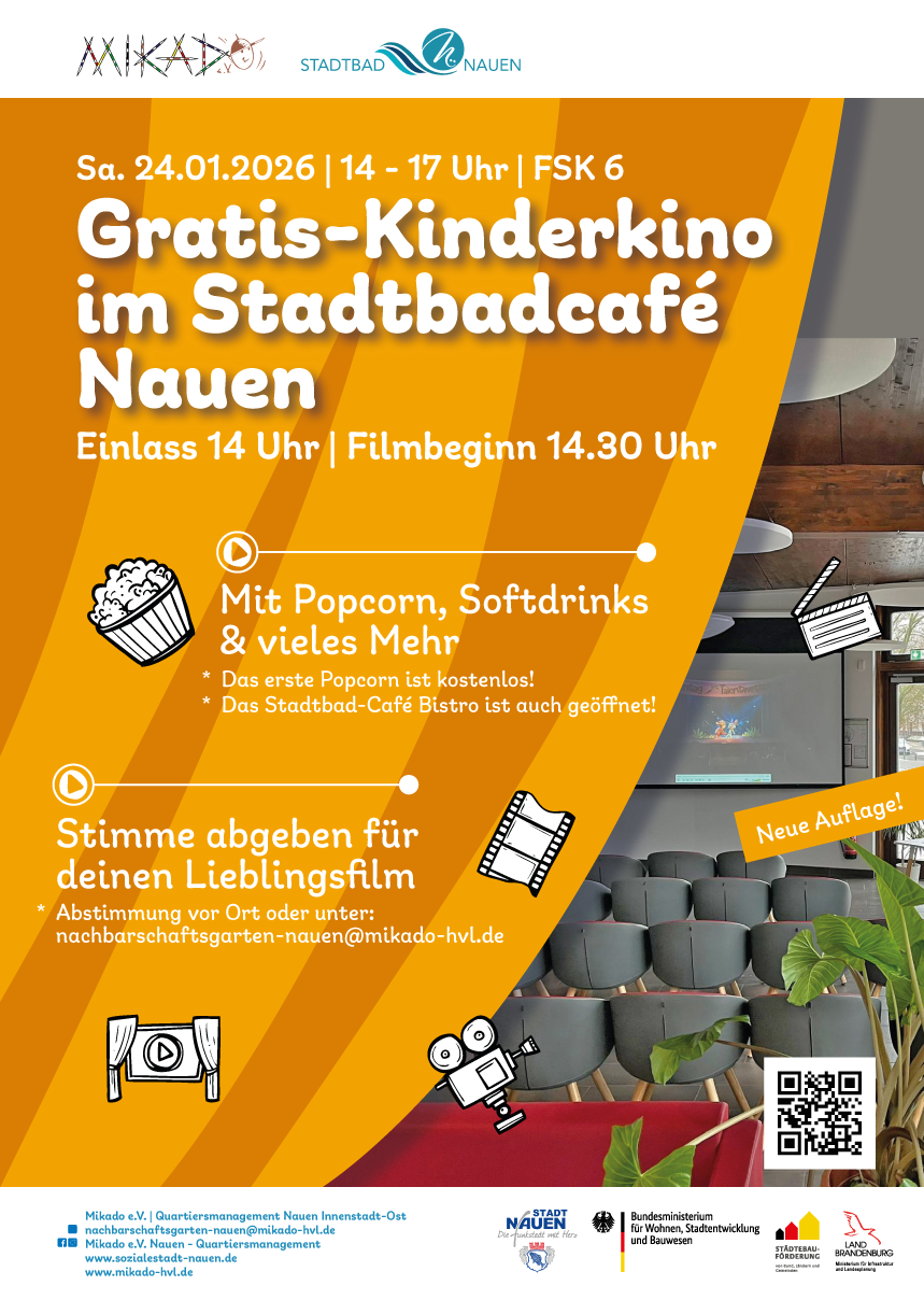 Neue Auflagen des „Gratis-Kinderkinos“ im Stadtbadcafé 2026