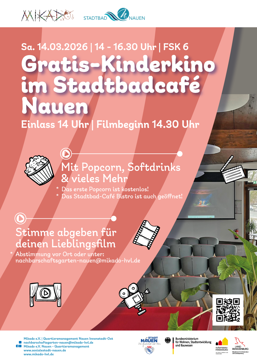 Gratis Kinder-Kino am Sa. 14.03.2026 im Stadtbadcafé