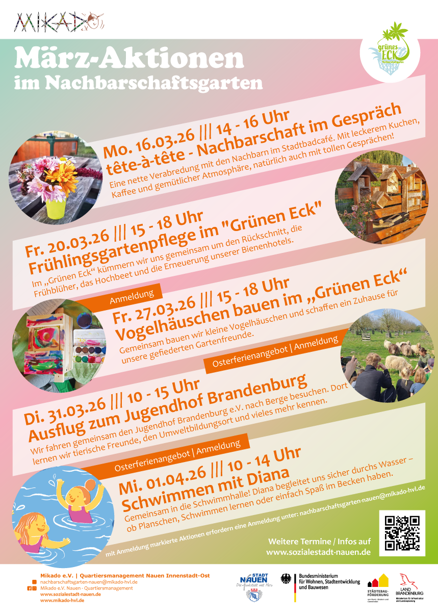 März-Aktionen im Nachbarschaftsgarten „Grünen Eck“