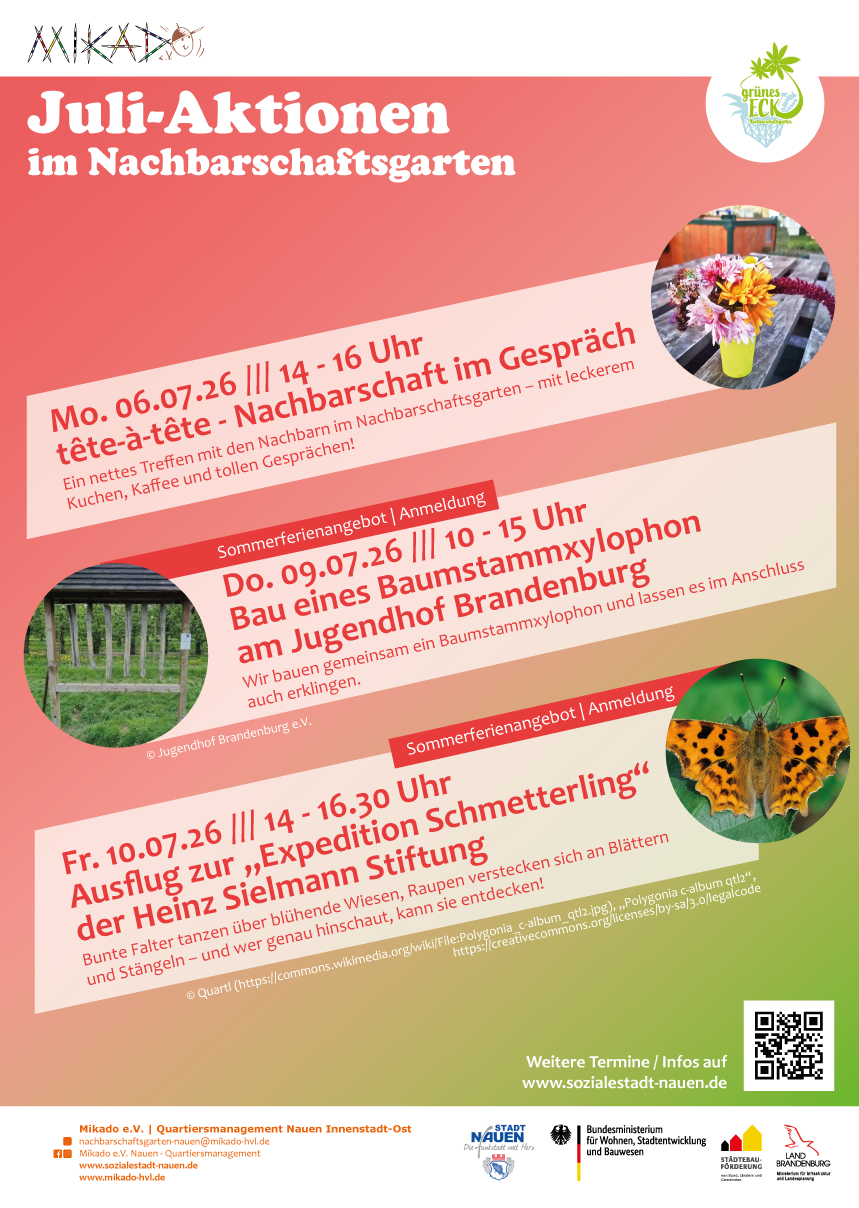 Juli-Aktionen im Nachbarschaftsgarten „Grünen Eck“