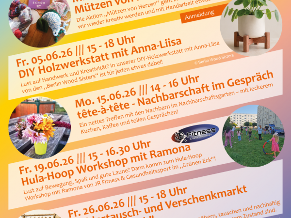 Juni-Aktionen im Nachbarschaftsgarten „Grünen Eck“