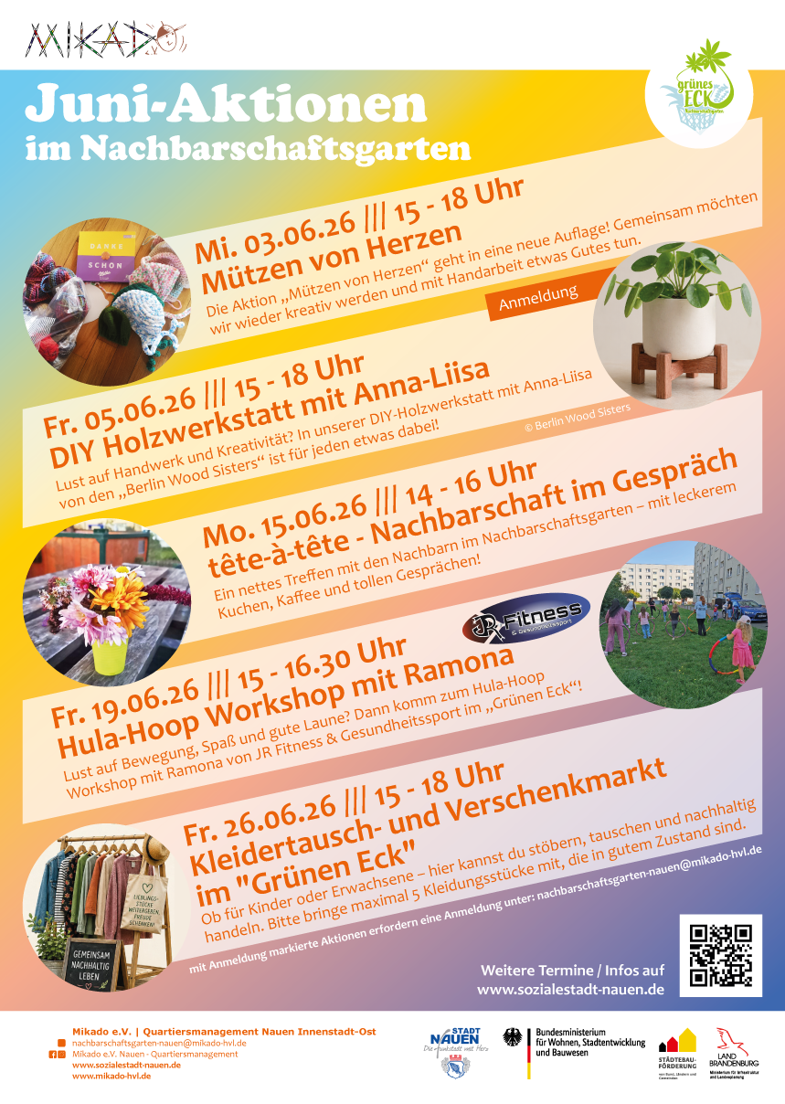 Juni-Aktionen im Nachbarschaftsgarten „Grünen Eck“