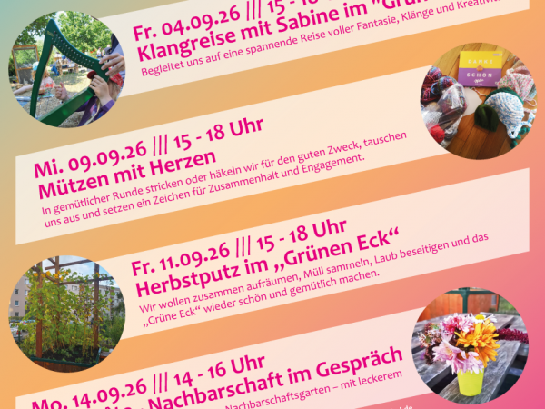 September-Aktionen im Nachbarschaftsgarten „Grünen Eck“