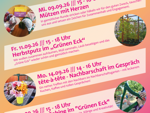 September-Aktionen im Nachbarschaftsgarten „Grünen Eck“