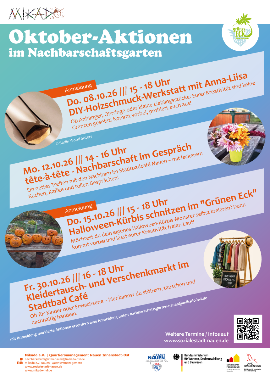 Oktober-Aktionen im Nachbarschaftsgarten „Grünen Eck“