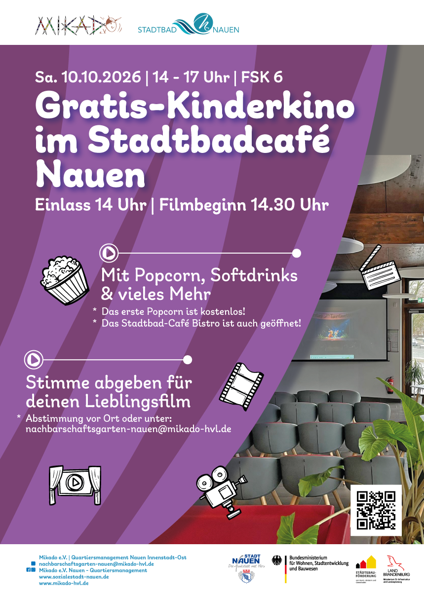 Gratis Kinder-Kino im Stadtbadcafé am 10.10.2026